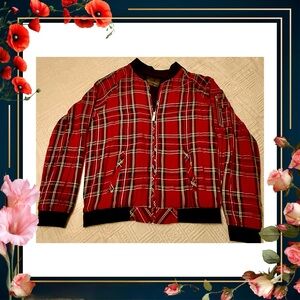 Jacket - Sanctuary - bomber - medium - zipper red white black plaid. Excellent!